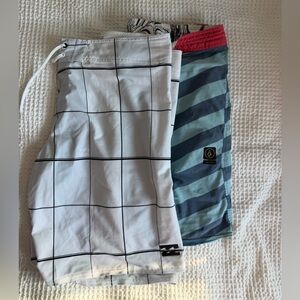Billabong White and Blue Men Shorts